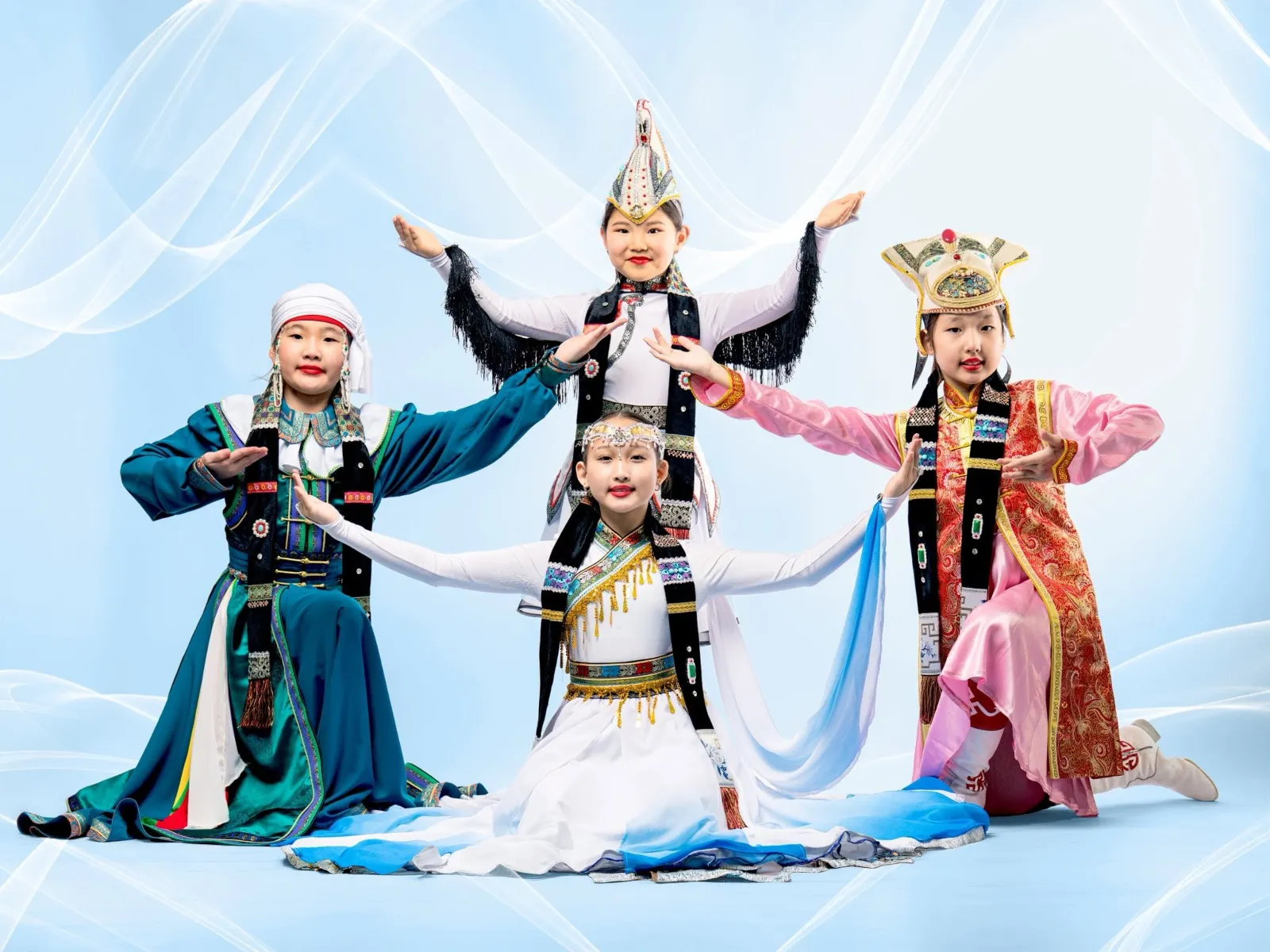 Young dancers in traditional Mongolian costumes